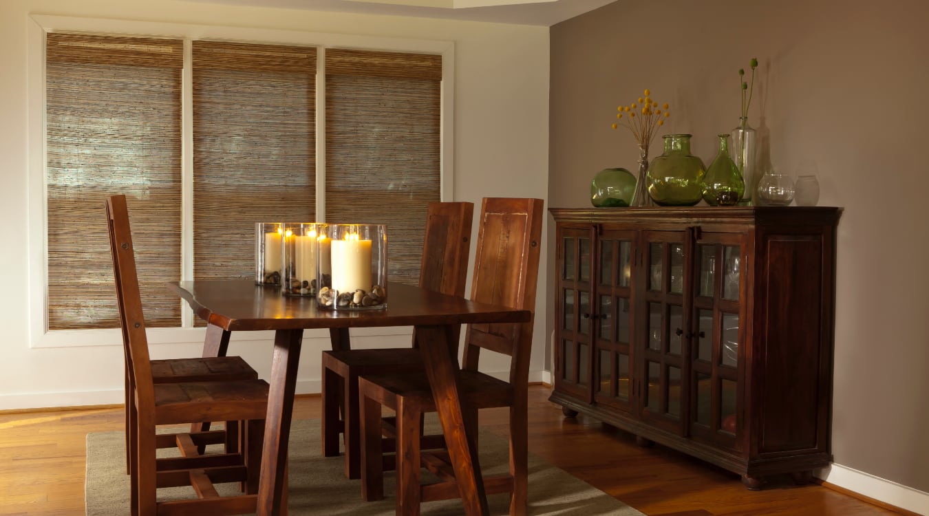 Woven shutters in a Atlanta dining room.